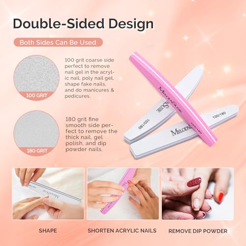 Image of MelodySusie 9Pcs Nail Buffers Set,Nail Files and Buffers,100 /180 Grit, Diamond Nail Buffer, Professional Nail Care Tools Kit for Home Use,Salon