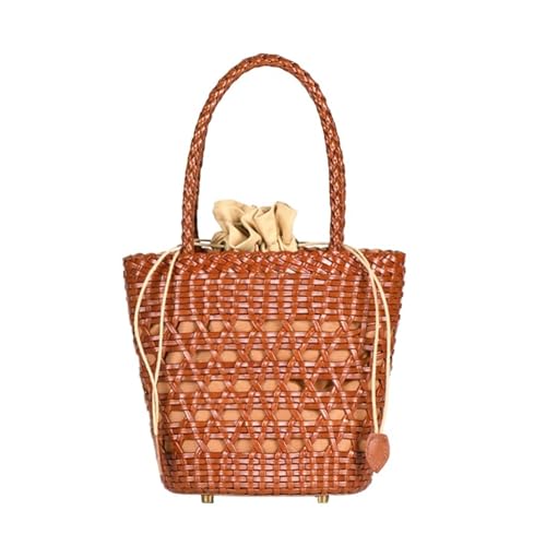 Spring And Summer Hand-woven Bag Hollow Vegetable Basket Leather Handbag Beach Bag