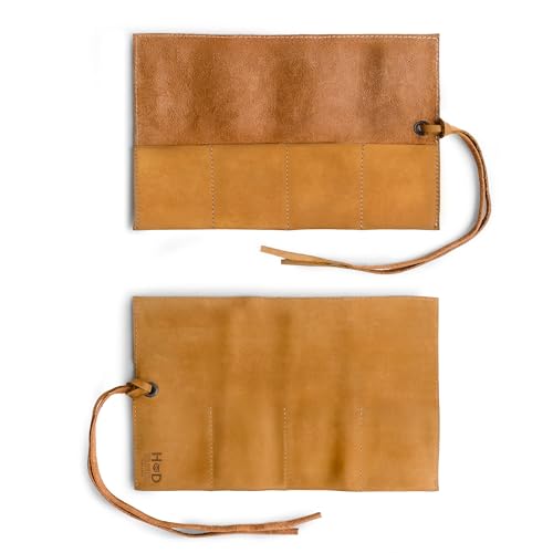 Image of Hide & Drink, Leather Watch Roll Organizer Handmade from Full Grain Leather, Holds Up to 4 Watches, Easy Carry On Watchlover Storage (Old Tobacco)