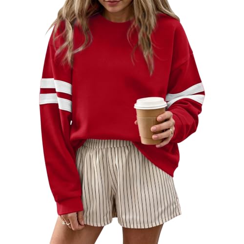 Womens Varsity Striped Sweatshirt Oversized Drop Shoulder Sweat Shirt - image 2