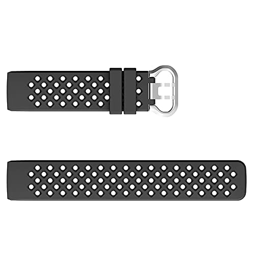 Pulseira de silicone preta 23 mm/0,9 pol. Pulseira de relógio para Fitbit Charge 3 4