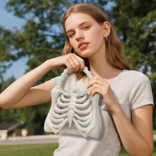 3D Halloween Skeleton Bone Bag, Gothic Skeleton Purse Spooky Ribcage Handbag, Anatomical Dark Aesthetic Accessory4
