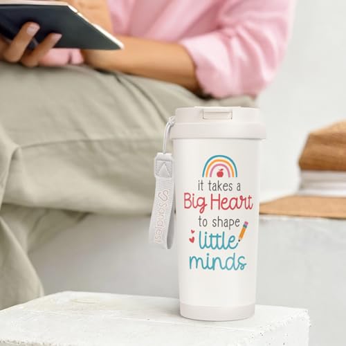 SANDJEST Teacher Tumbler - Stainless Steel 2-in-1 Lid Coffee Tumbler 18 oz, Insulated Travel Mug Appreciation Gift for Women, Teacher's Day, Birthday Christmas Graduation - image 7