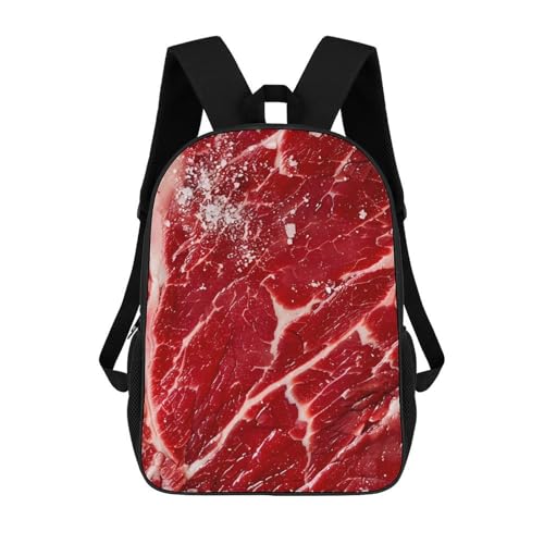 Raw Meat Beaf 17 Inch Backpack Travel Laptop Shoulder Bag Funny Daypack Gifts for Men Women