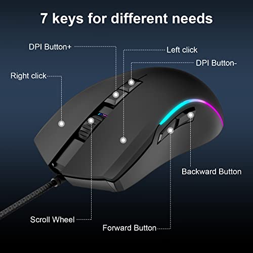 Gaming Keyboard And Mouse, Racegt Usb Backlit 104 Keys Wired Keyboard Gaming, 7 Buttons 6400 Dpi Gaming Mouse, Gaming Accessories Compatible With Pc Laptop #TOP3