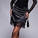 KMBANGI Women Lace Satin Mini Skirt Y2K Lace Trim Silk Slip Skirt Low Rise Bodycon Short Underskirt Streewear