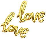 Linbloom Golden Love Balloon Banner 42 Inch Mylar Foil Letter Balloon Reusable Eco-friendly Material
