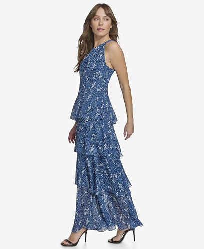 Image of Tommy Hilfiger Women's Sleeveless Halter Neck Tiered Skirt Maxi Dress