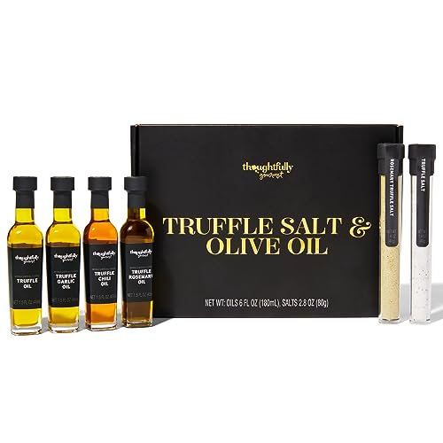 Image of Thoughtfully Gourmet, Truffle Salt & Olive Oil Gift Set, Includes 4 Premium Extra Virgin Olive Oil, 2 Truffle Salts with Real Truffles, Set of 6