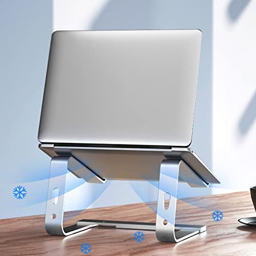 Soporte de computadora portátil para evitar dolores de cuello con base elevada color gris 7