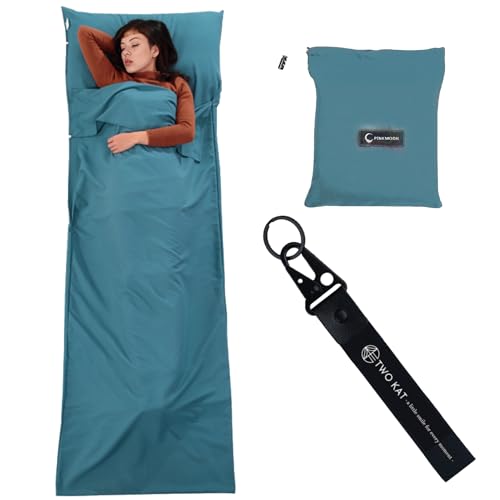 Two KAT Packable Ultralight Travel Sleeping Bag Liner, Lightweight Portable Compact Sleep Sack Sheet for Outdoor Camping Hiking Picnic Hotel (Dark Blue, 29.5