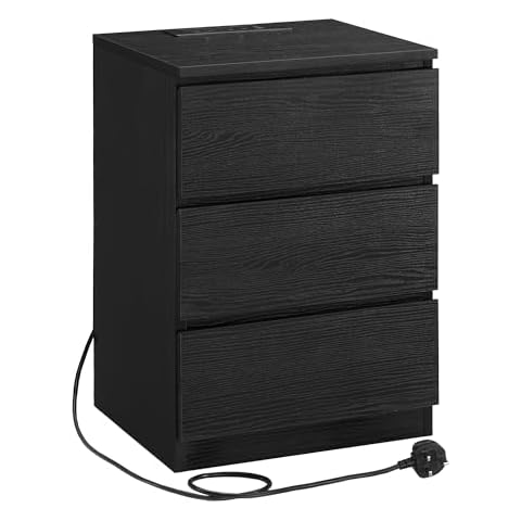 VASAGLE Bedside Table with Charging Station Cover