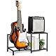 Bikoney 2-stöckiger Gitarrenständer mit Amp-Regal – Verstellbarer Gitarrenständer für mehrere Gitarren und Zubehör, Gitarrenhalter für Studio, Zuhause oder Bühne – Schwarz