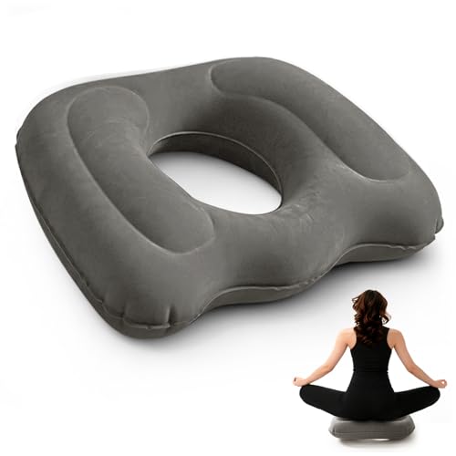 Inflatoast Coussin Gonflable Ergonomique pour Coccyx et Hémorroïdes, Coussin de Siège Ajustable et Portable pour Bureau, Voiture, Voyage et Confort...