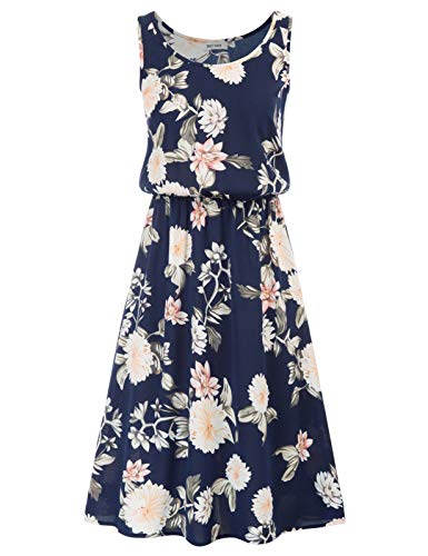 Donna vestito senza manica a vita ben elastico materiale stampata floreale