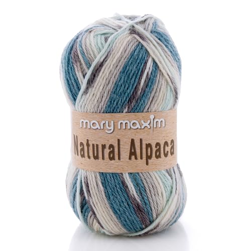 Mary Maxim Alpaca Yarn Soft Warm Tweed Yarn for Crocheting and Knitting Medium Worsted Weight 4 Ideal for Scarves Sweaters Afghans and Blankets 262 Yards Aqua Stripe 1 Skein