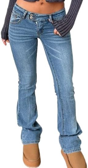 Justalwart Low Rise Skinny Jeans for Women Stretchy Flare Jeans (US 0-2)