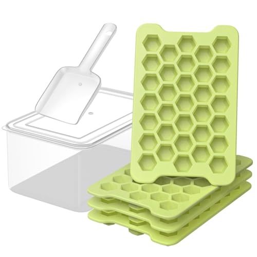 Mini Ice Cube Tray for Freezer: FDDAI Small Plastic Ice Cubes Trays for Freezer with Box - Easy Release Stackable Mini Ice Cube Maker - Nugget Ice Trays for Freezer with Ice Container