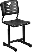 Flash Furniture Adjustable Height Student Chair Black Pedestal Frame Slatted Seat Classroom Kids YU-YCX-09010-GG