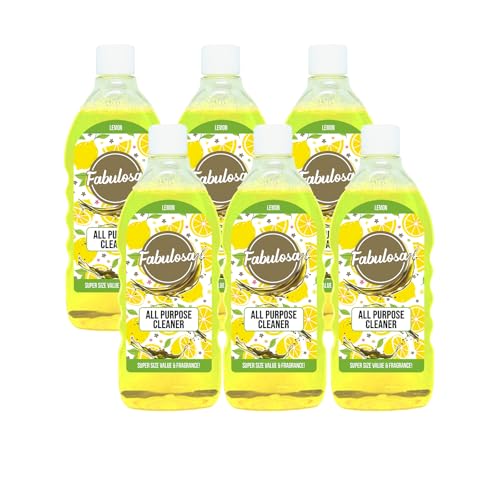 Nettoyant universel puissant Fabulosa, pour les sols, murs et toutes les surfaces dures, parfum longue durée, à utiliser sur de grandes surfaces, 1L, lot de 6 unités, Lemon Sherbet