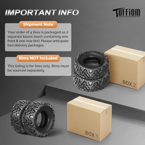 Image of TUFFIOM Set of 4 ATV UTV All-terrain Tires 27x9-12 Front & 27x11-12 Rear, 6 PR, Tubeless