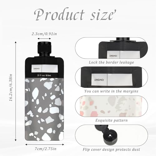 4 PCS Travel Pouches for Toiletries, 3oz Leak Proof Empty Squeeze Pouches, Refillable Size Containers, Portable Fluid Makeup Packing for Shampoo Conditioner Lotion Body Wash2