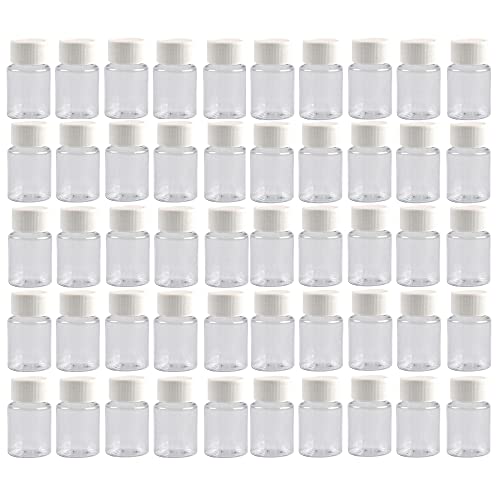 50 Pièces Flacons en Plastique Portable, 30 ML, Flacon Vide Plastique Transparent et Rechargeable Convient pour les voyages,les lotions, les revitalisants capillaires, les herbes, les poudres, etc Cover