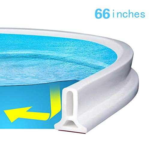Collapsible Threshold Water Dam for Shower Stall, Silicone Shower Barrier Keeps Water Inside Shower Pan, Shower Base Water stopper Dry And Wet Separation (66 inches, white) - Thumbnail 6