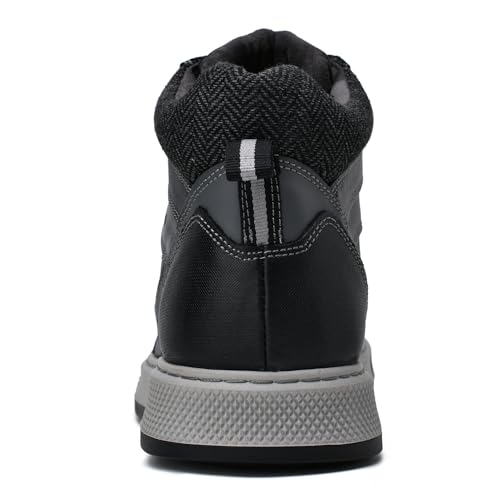 Men's Black Leather Sneaker Boots Casual Oxford Boot Comfy Shoes for Men Mid-Top Lace Up Fashion Shoe 10.53