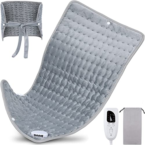 Manta Electrica 60x30CM HAUSPROFI - Manta Termica 6 Ajustes de Temperatura - Almohadilla Térmica Tecnología de Calentamiento Rápido para Espalda, Cuello y Hombro - Suave Lavable Gris Cover