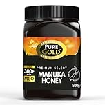 Pure Gold - Manuka Honey - 300+ MGO Certified Premium - 500g - New Zealand, Ethically Sourced, Raw & Unpasteurised - Naturally Made by Bees & Home Traceable - 1 Pack