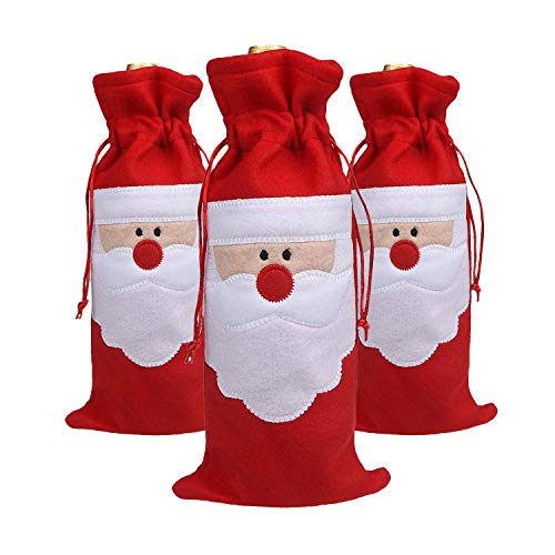 SUNTRADE Bolsa de regalo para botella de vino, diseño de Papá Noel, 3 unidades Cover