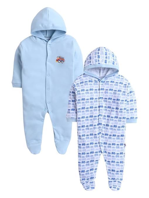 Hooded Rompers/Sleepsuits/Jumpsuit/Night Suits for Baby Boys & Girls, Infants, New Borns Pack of 2 Pec-image-31