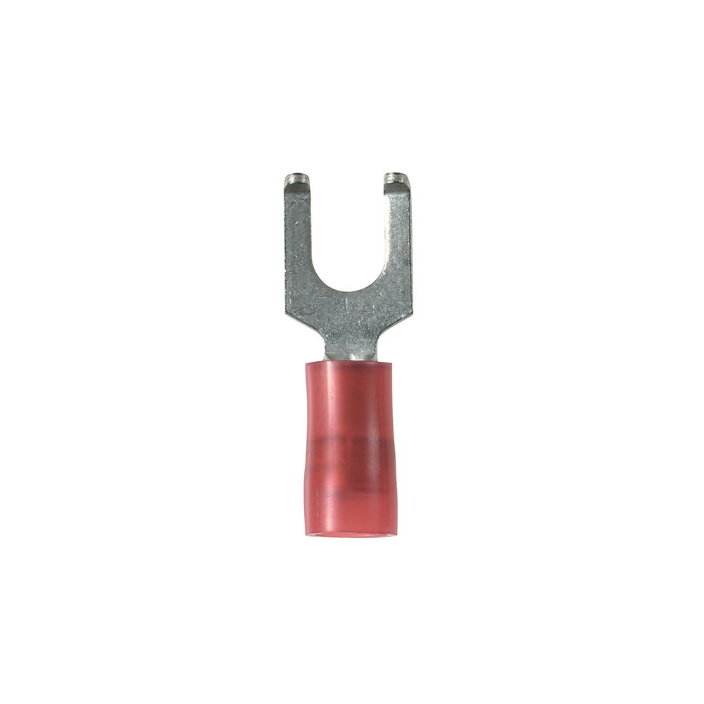 Panduit PN18-10FF-C Flanged Fork Terminal, Nylon Insulated, 22 - 16 AWG, #10 Stud Size, Red (100-Pack)
