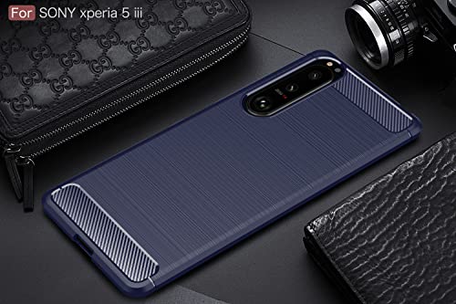 Coque Sony Xperia 5 III texture carbone élégante bleu