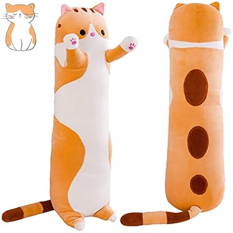 SNOWOLF Katze Weiche Kissen Plüsch Long Throw Schlafkissen Baumwolle Kätzchen Kissen Kuschelig Gefüllte Niedliche Plüschpuppe Spielzeug Geschenk Für Kinder Freundin Cover