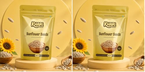 Image of Khari Foods Premium Sunflower Seeds, High Fibre Seeds for Eating, Energy Healthy Snacking, Preservative Free, 200g (Pack of 2)