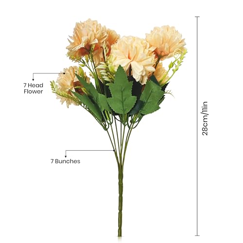 Image of Art Street Artificial Flower Bunch| Silk Peach Hydrangea Flower for Home| Bedroom, Living Room & Office Decoration |Christmas Day, New Year Set of 1 |11 Inch (Without Vase)
