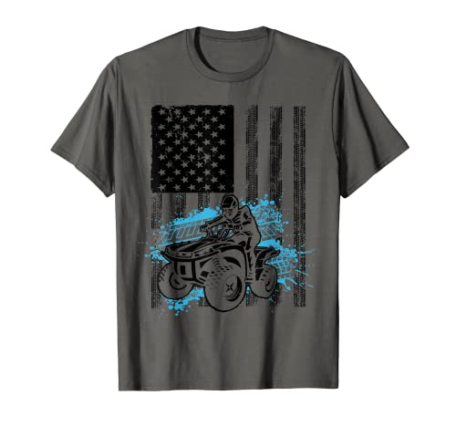 Cool ATV para hombres y mujeres Quad Racing Squad USA Flag 4 Wheeler Camiseta