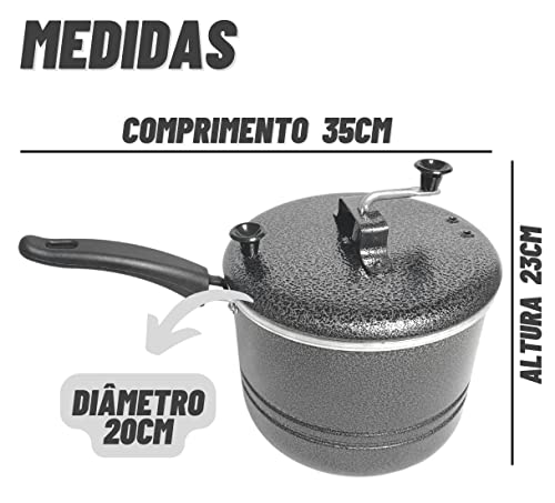 Panela Pipoqueira Alumínio Grande Preta Craqueada Pipoca Doce e Salgada