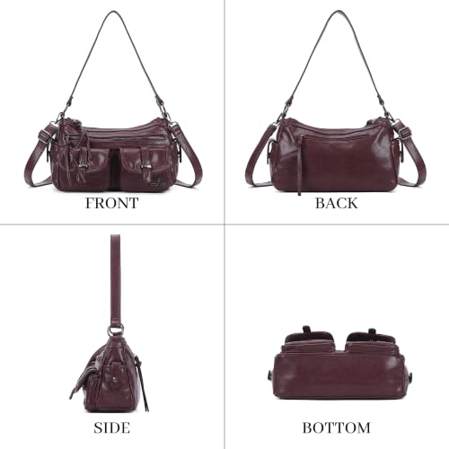 Image of Angel Kiss Hobo Purses for Women Crossbody Shoulder Bag Ladies Multi Pocket Handbags with Adjustable Shoulder Strap | Soft Vegan Leather