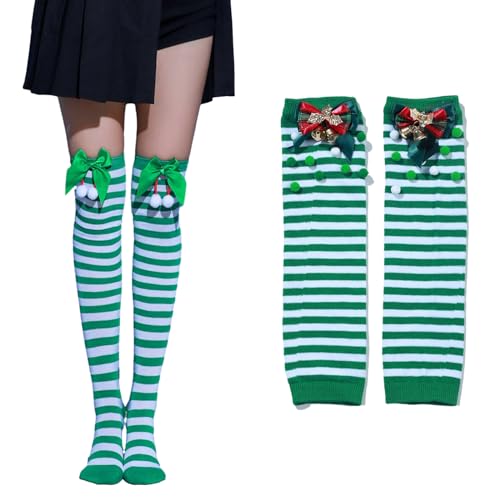 SHIUCS Christmas Lengthen Wrist Gloves+Calf Sock Women Half Finger Gloves Thicken Festival Party Gloves Knee Socks Keep Warm