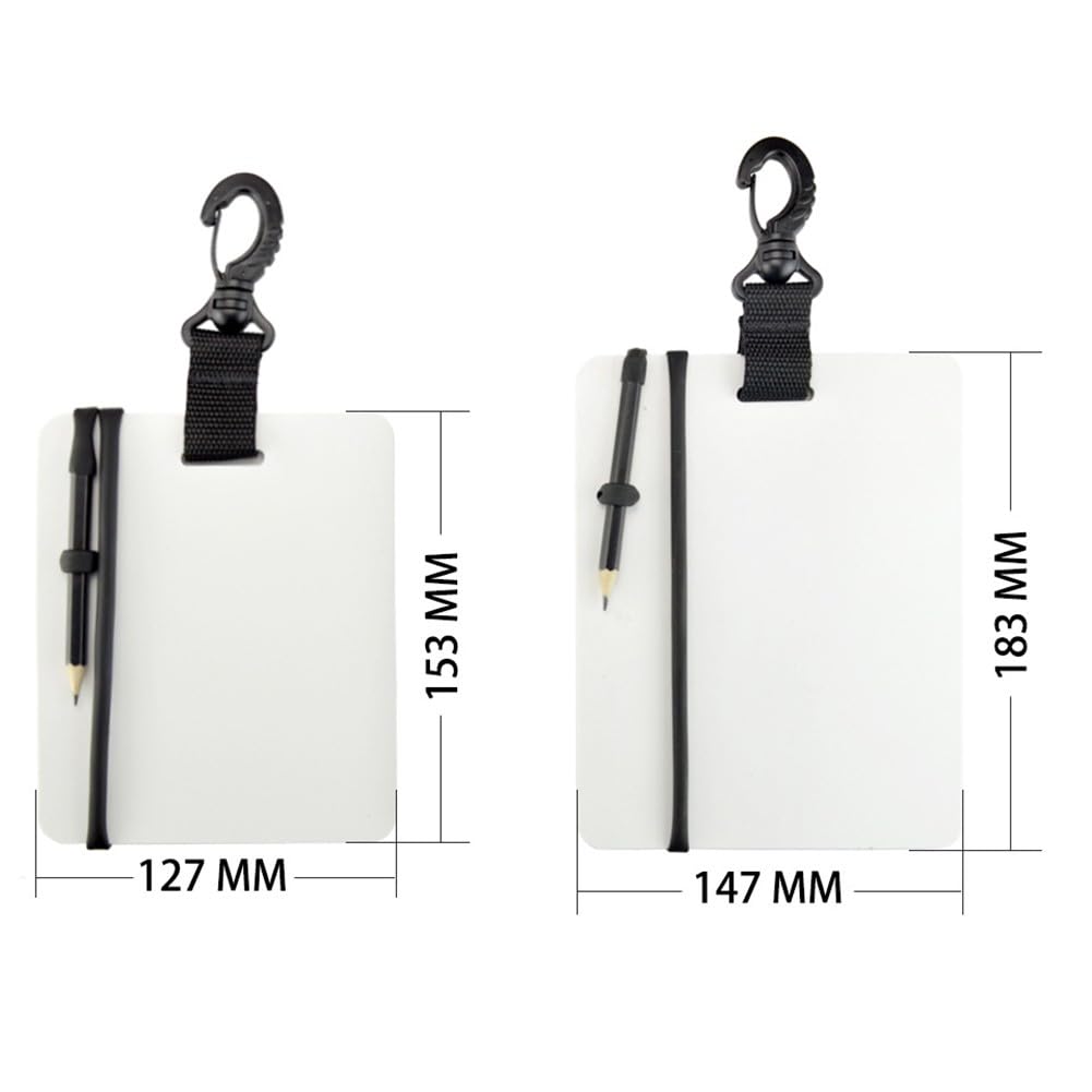 Ardoise D'écriture Sous-marine Leopacat – Avec Crayon Remplaçable, Clip BCD, Légère 90g – Idéale Pour Plongée, Communication, Prises De Notes