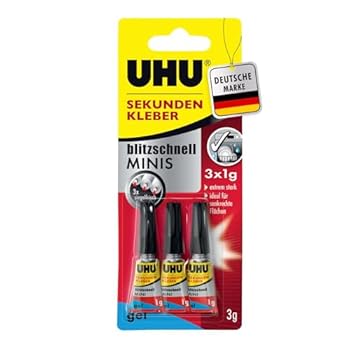 UHU Sekundenkleber extra stark 3x1g Kleber Tuben für präzises Kleben Sekundenkleber Gel für Kunststoff Metall Hol