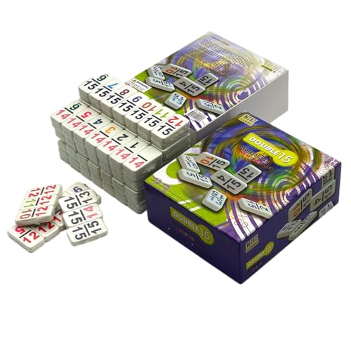 Set profesional de dominó doble con números coloridos 136 piezas miniatura 1