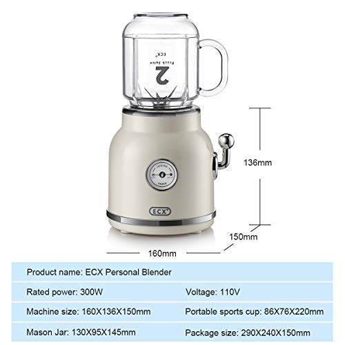 Personal Blender for Shakes and Smoothies, ECX Portable Blender with 6 Sharp Blades, Smoothie Blender with 20.3 oz Tritan BPA-Free Travel Cup and Lid