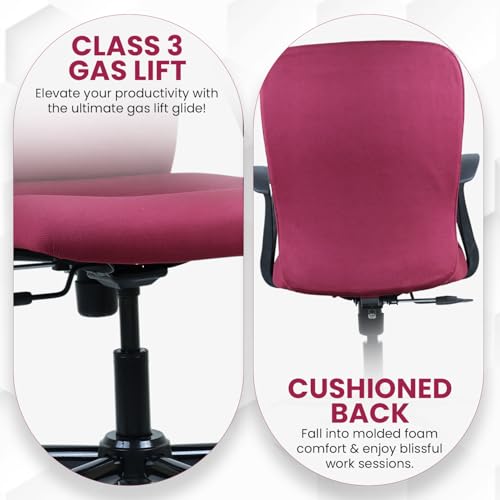 Image of IAFA FURNITURE Mavro Office Chair, Mid Back Upholstery Ergonomic Home Office Desk Chair with Fixed Armrests & Spacious Cushioned Seat | Heavy Duty Metal Base (DIY) (Maroon)