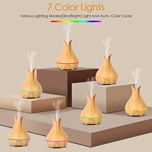 Grevol Aromatherapy Diffuser With Essential Oils Included, 150Ml Small Cute Aroma Diffuser With 15 Color Led Light&3 Times, Waterless Auto Off Essential Oil Diffusers For Home Bedroom(Wood) #TOP1