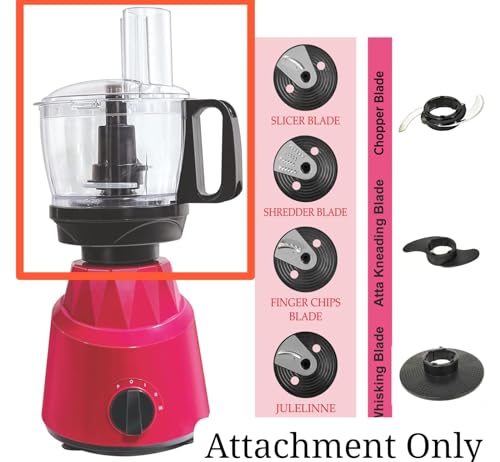 Image of RIO Food Processor Attachment (Jar) Compatible with Preethi Galaxy Mixer Grinder Only | Vegetable Chopper, Dough Kneader, Slicer, Shredder, Julienne, Finger Chips & Whisking | Attachment Only
