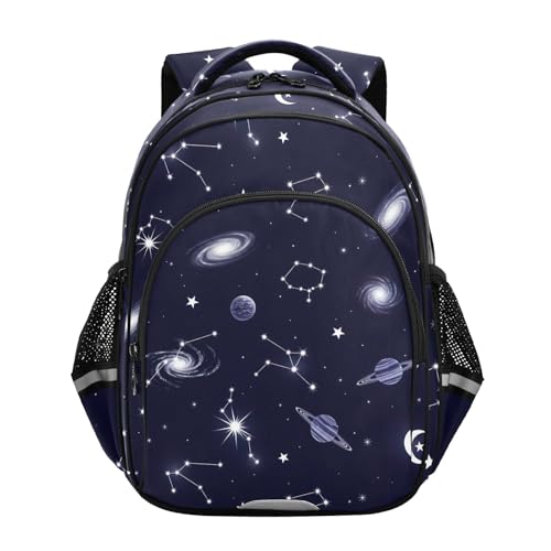 CHIFIGNO Mochila infantil Galaxy azul escuro para viagem, laptop, com listras refletivas, leve para estudante, Galáxia azul escuro, Small, Mochilas Daypack